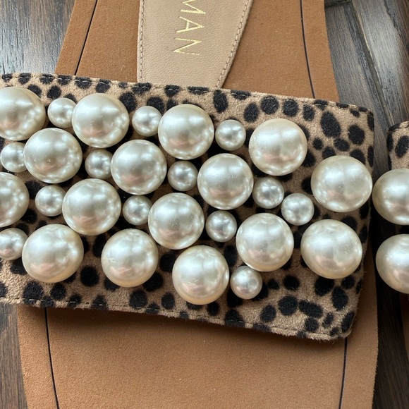 New! STUART WEITZMAN Goldie Cheetah Print Slide Leather Sandals Size 8 - Picture 5 of 9